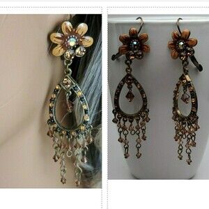 Vintage style Chandelier Brown Earrings